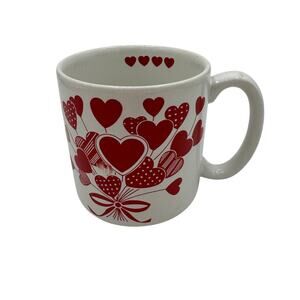 Vintage Heart Valentines Tea Coffee Mug Bouquet of Flowers 1980s
